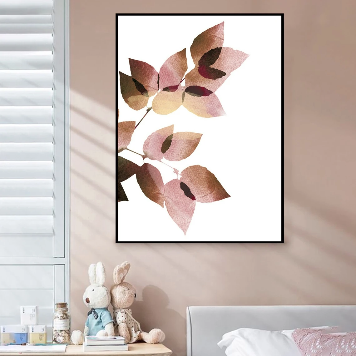 

Печатный плакат с листьями, ботаническое настенное искусство, искусство с акварельными листьями, природный плакат, минимальное и простое н...
