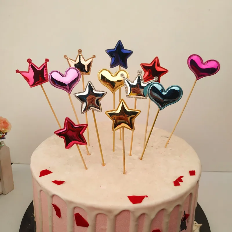 Симпатичные Корона звезда Торт фигурки жениха и невесты Для дня рождения