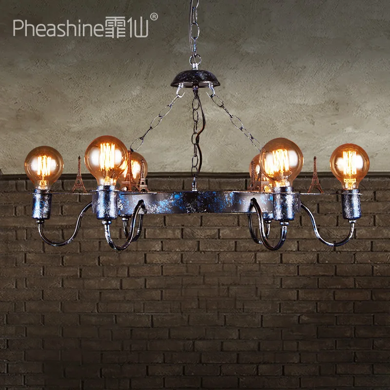 Loft industrial style decorative iron six chandeliers personality retro living room dining lamps | Лампы и освещение