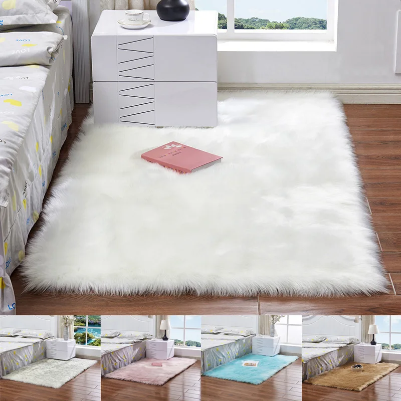 

Faux fur rug plush rug large modern living room bedroom rug white red window rug