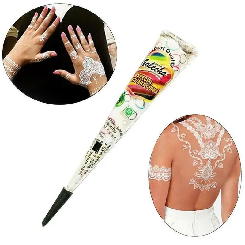 

Body Paint Natural Herbal Henna Cones Temporary Waterproof Tattoo kit Black Body Art Paint Ink White Indian Brides Cream Draw