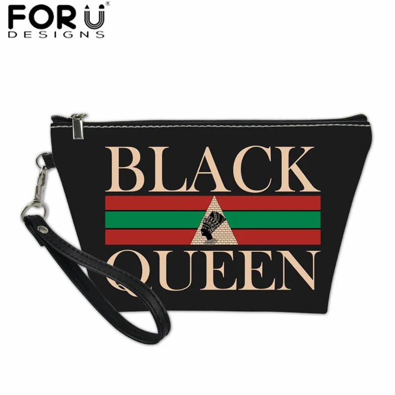 FORUDESIGNS Black Queen Printing Cosmetic Bags Travel Organizer African Traditional Pattern Women Makeup Necessaries Female | Багаж и