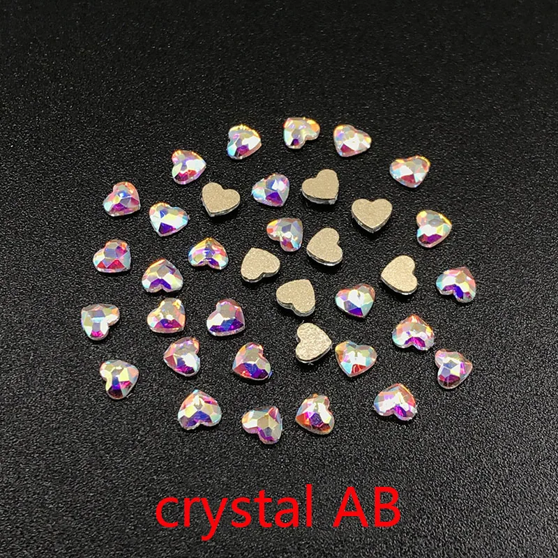 30/100 шт. стеклянные блестящие камни в форме сердца 3 мм