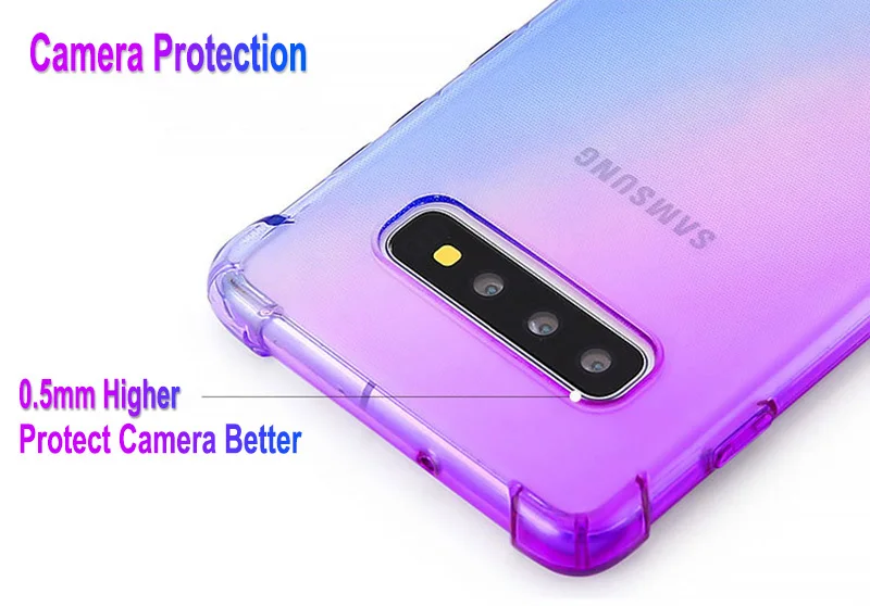 Для Samsung Galaxy S10 Plus S9 S8 Note8 Note9 ударопрочный 4 угла Двойной градиент цвета мягкий ТПУ