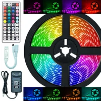 led strips lights rgb 5050 2835 smd flexible ribbon waterproof luces led 5m 10m 15m tape diode dc 12v infrared control adapter