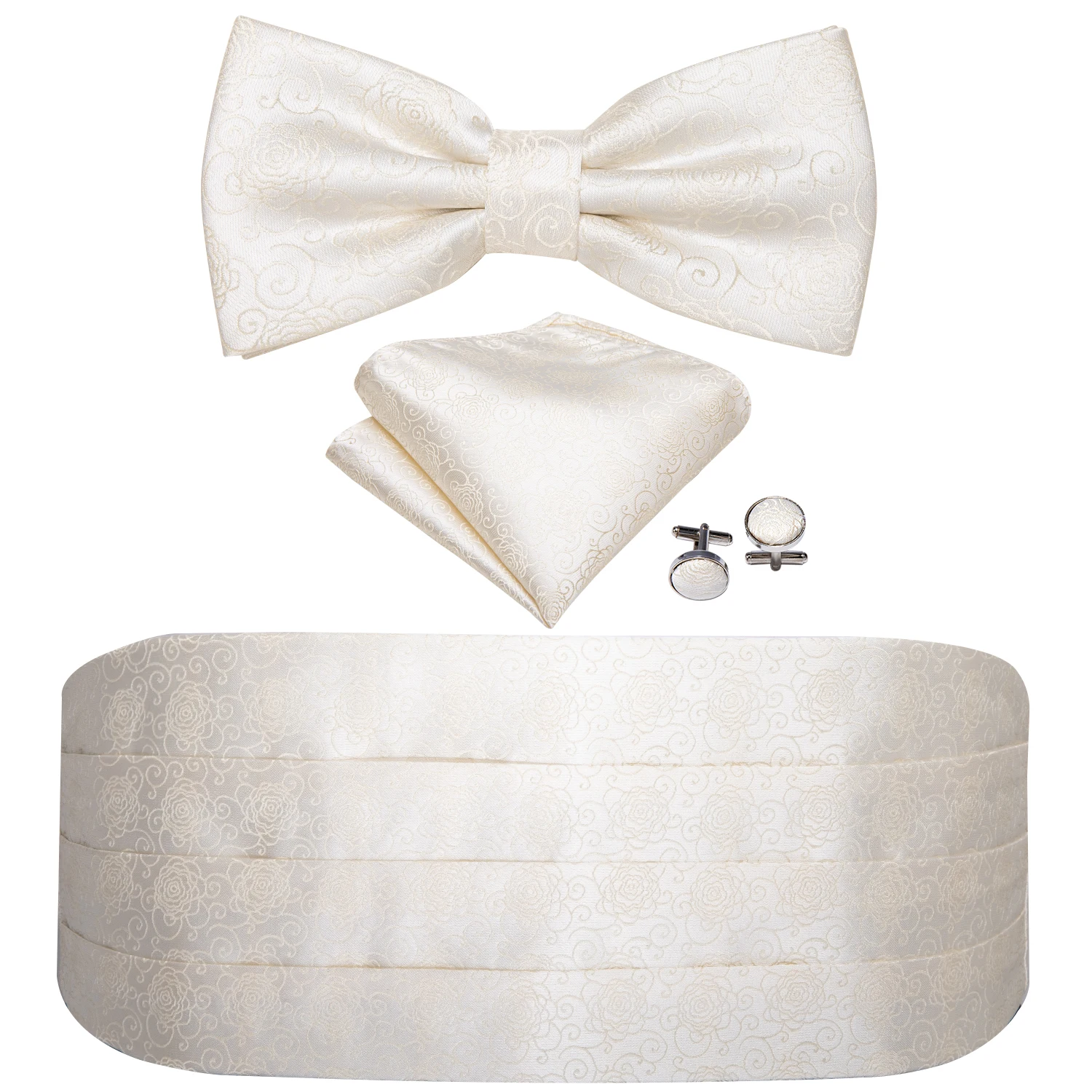 Мужской кремовый белый галстук-бабочка с пейсли-рисунком Шелковый цветочный