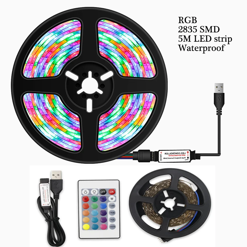 5 м светодиодный ленточный светильник USB 2835SMD DC5V 60 светодиодов/м гибкая