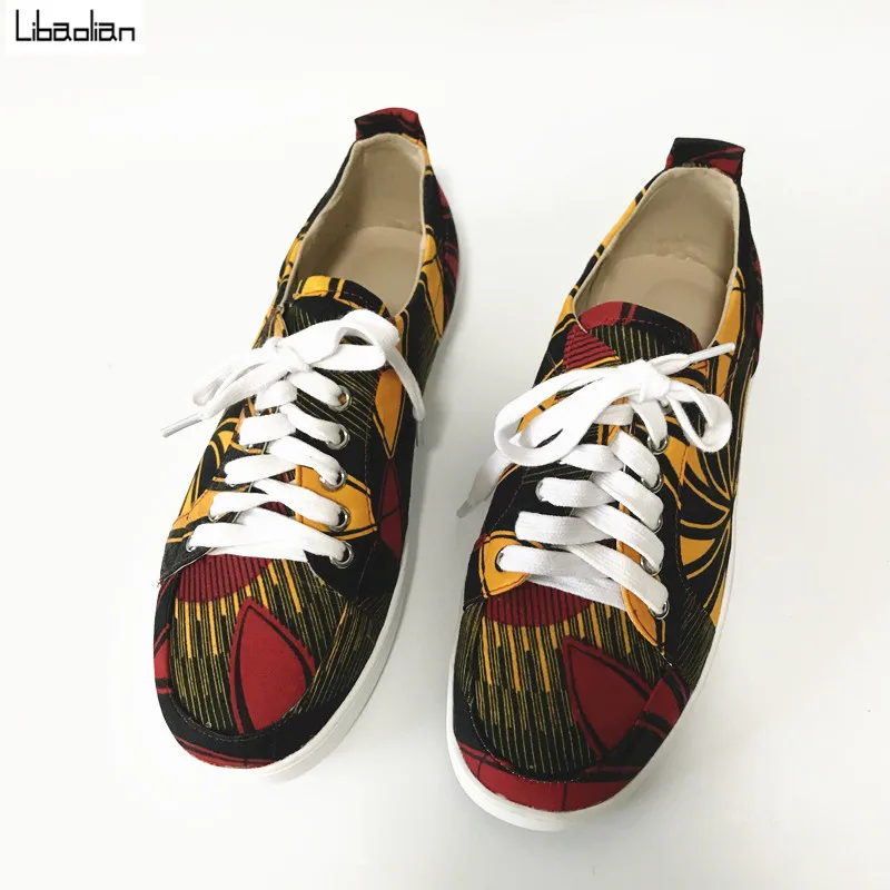 

Good Quality Red African ankara cotton wax fabric handbag and soft lady sport shoes hottest wax fabric shoes 8-27