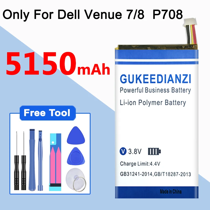 Аккумулятор GUKEEDIANZI P708 5150 мАч для Dell Venue 7 3740 8 3840 series перезаряжаемая сменная