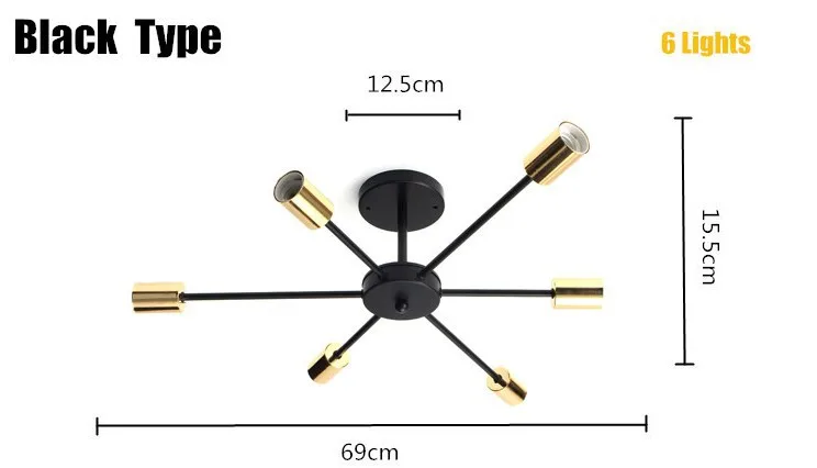 

Chandeliers Light Vintage Industrial lights Edison 8 Lights Chandelier Fixture Black White Not Included Bulb 85-265V