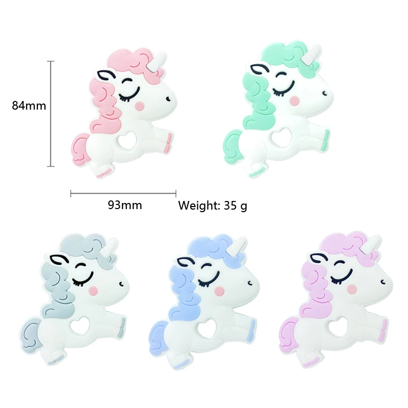 

Silicone Teether Unicorn Shape 1pc Newest Teether For Teeth DIY Teething Pacifier Clips Food Grade Tiny Rod