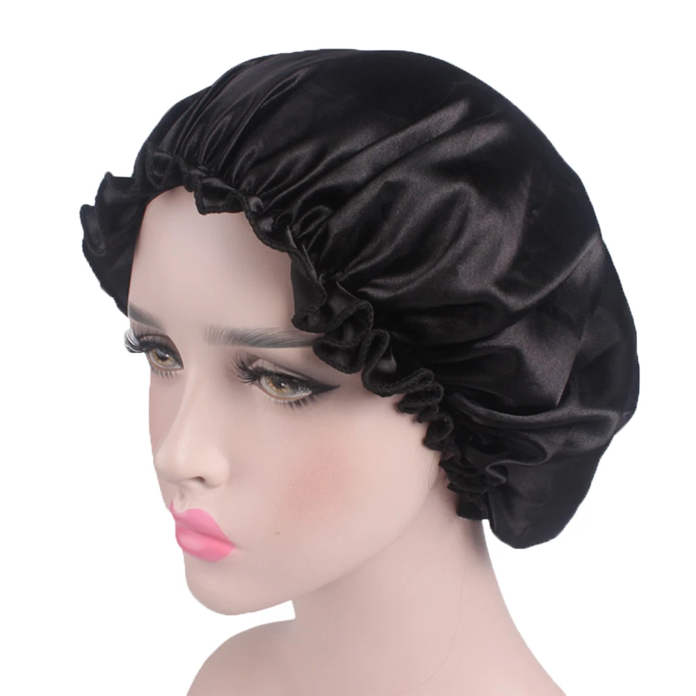 

Protect Hair Cap Fashion Women Hat Long Hair Care Chemo Cap Highelastic Satin Lace Bonnet Lady Night Sleep Hat Turban Headwrap