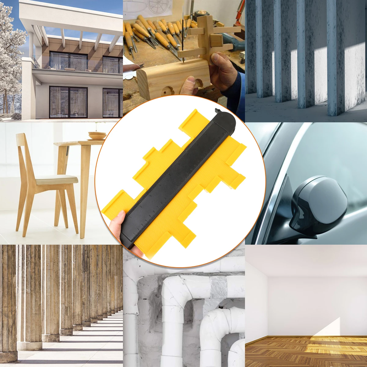 

Lock Wider Contour Gauge Profile Tool Alloy Edge Shaping Wood Measure Ruler Laminate Tiles Duplicator General Tools