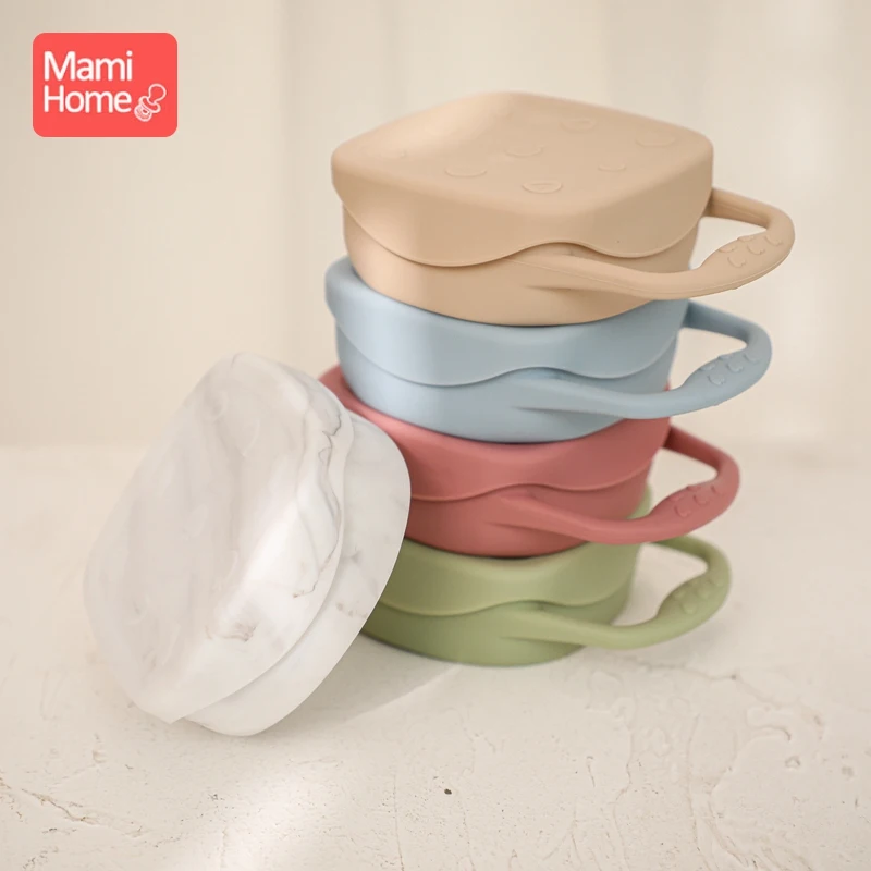 1PC Baby Silicone Snack Cup Collapsible Container Toddle Portable Silicone Snack Container Spill Proof Infant Silicone Baby Cups