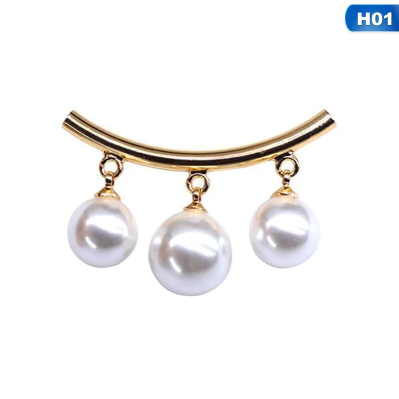 

Fashion Pearl Brooch Pin Collar Decor Corsage Charm Safety Pin Brooch Sweater Cardigan Clip Chain Brooches Jewelry Women Gift
