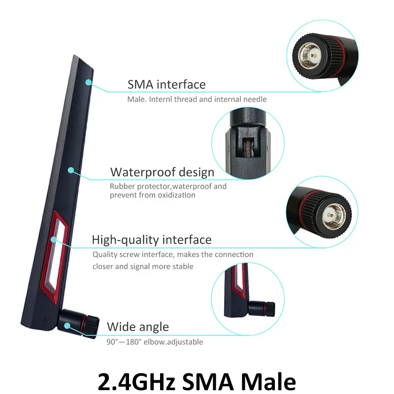 GRANDWISDOM 5pcs 2.4G antenna 8dbi sma male wlan wifi 2.4ghz antene IPX ipex 1 SMA female pigtail Extension Cable iot antena