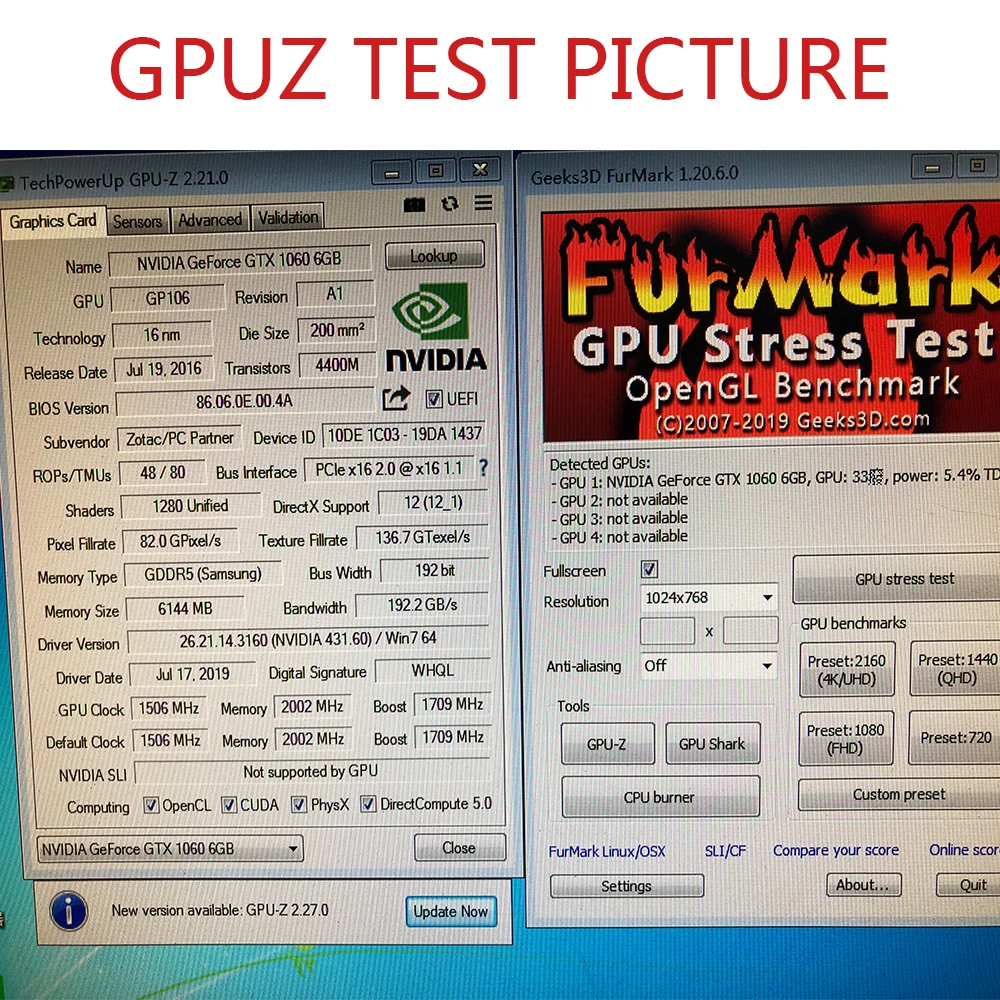 

ZOTAC NVIDIA Graphics Cards GTX 1060 6GB Gaming PC Video Card NVIDIA GeForce GPU GTX 1060 6GB 192Bit GDDR5 VGA Card For PC Used