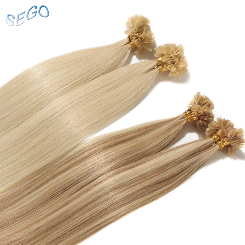 SEGO 1"-24" 0,5 г/локон прямые чистые и фортепианные кератиновые человеческие не Реми fusion волосы для ногтей u-образные накладки предварительно склеивающиеся волосы на Capsuel 100 шт 50 г