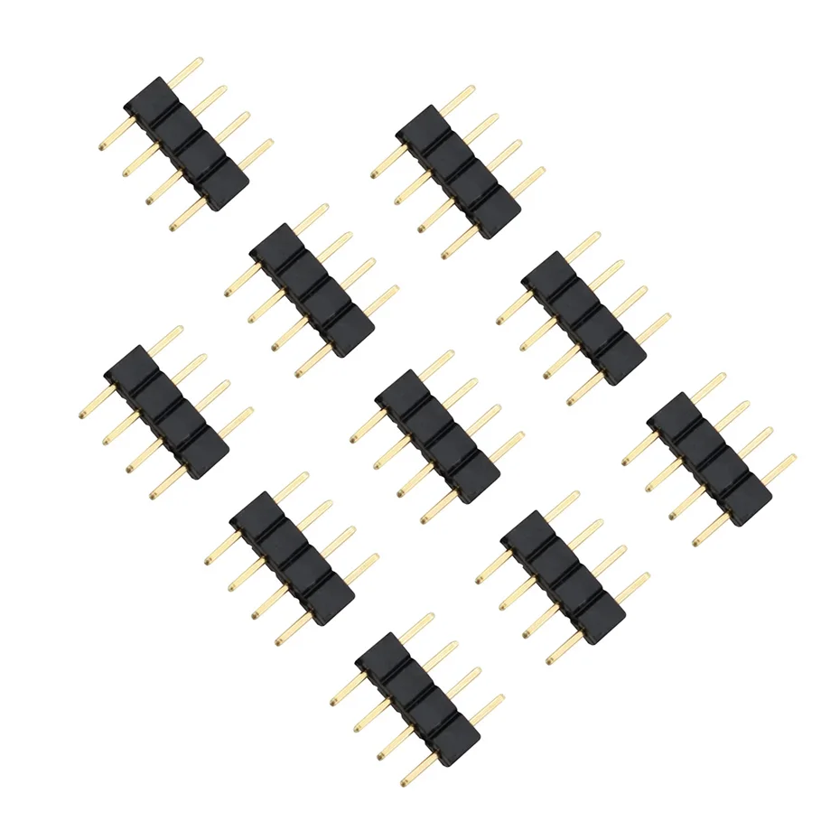 

10 шт./лот Светодиодная лента штыри разъем адаптер штекер двойная вставка светодиодный разъем штекер 4 штырька для RGB 2835 5050 светодиодная поло...