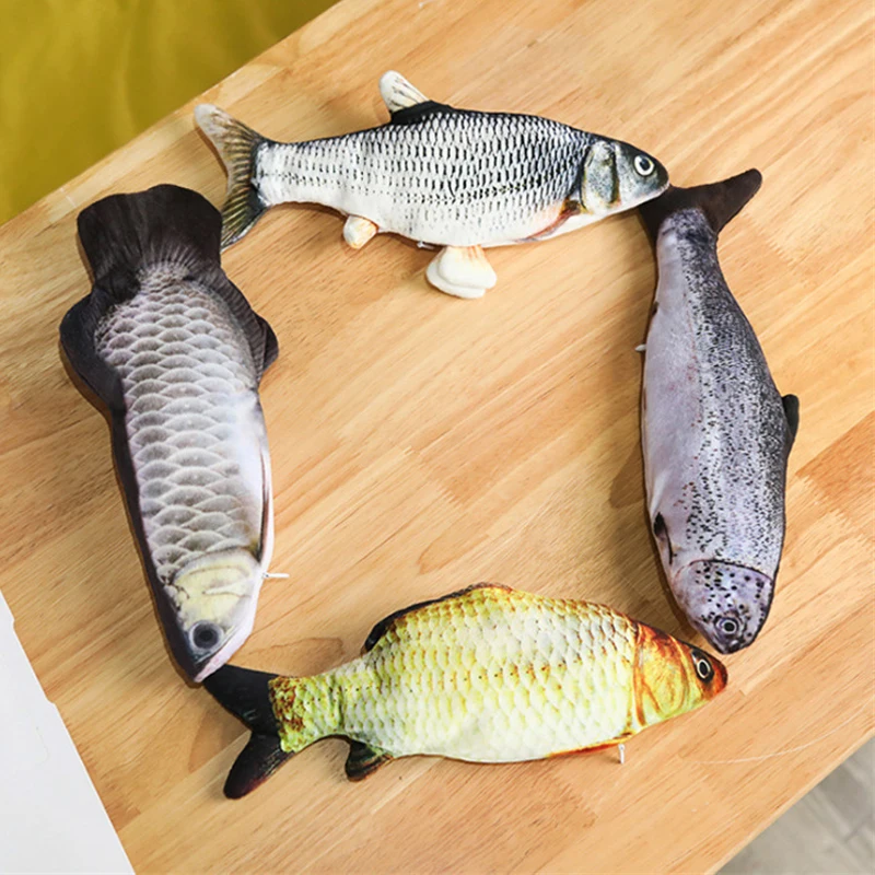 

Moving Fish Toys Catnip for Cat Realistic Plush Fish Stuffed Pillow Chew Bite Toy Kitten Fish Flop Cat Wagging Fish Toy Catnip