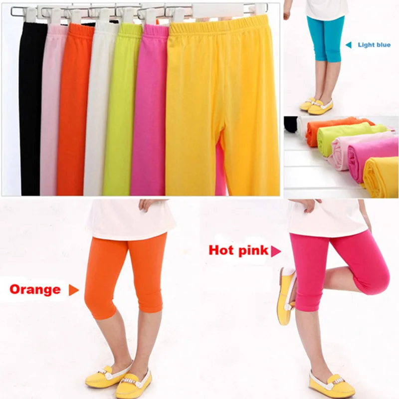 Летние леггинсы из модала и хлопка для девочек штаны до колен детские