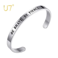 u7 stainless steel cuff bracelet be brave be fierce bible verse faith scripture friendship bracelet men women