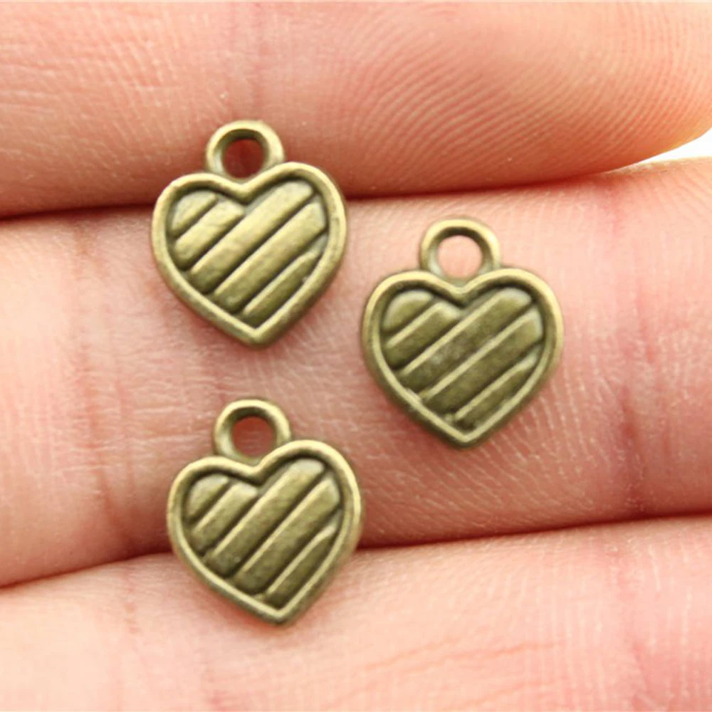 

20pcs Charm Tiny Heart Vintage Double Sided Heart Charms For Jewelry Making Antique Bronze Color Small Heart Charms 10x10mm