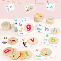 26 words letter matching cognitive learning english cards puzzle toy montessori flash cards early educational toys for baby gift