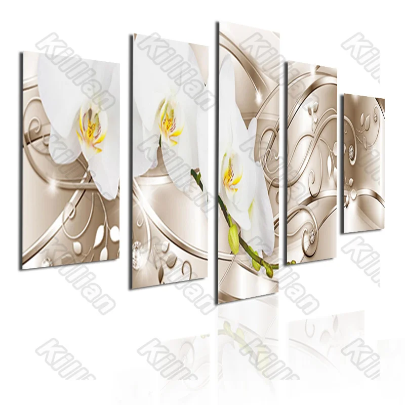 

Plant Style Canvas Paintings Modular Home Decor Hd Prints 5 Pieces Lily White Flower Pictures Poster Living Room Wall Fresco