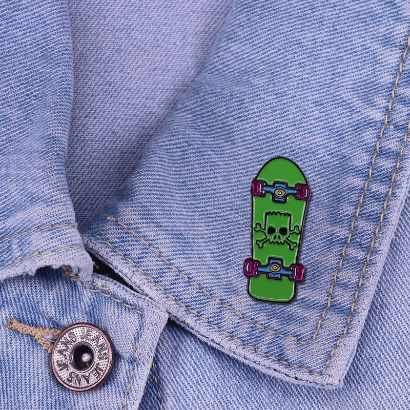 Эмалированная брошь с изображением черепа Барта скейтборда Спрингфилда лучшей