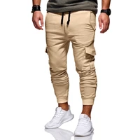 pockets men cargo fashion joggers hip plus casual pants streetwear male pants size hop solid side pants trousers casual cargo pa