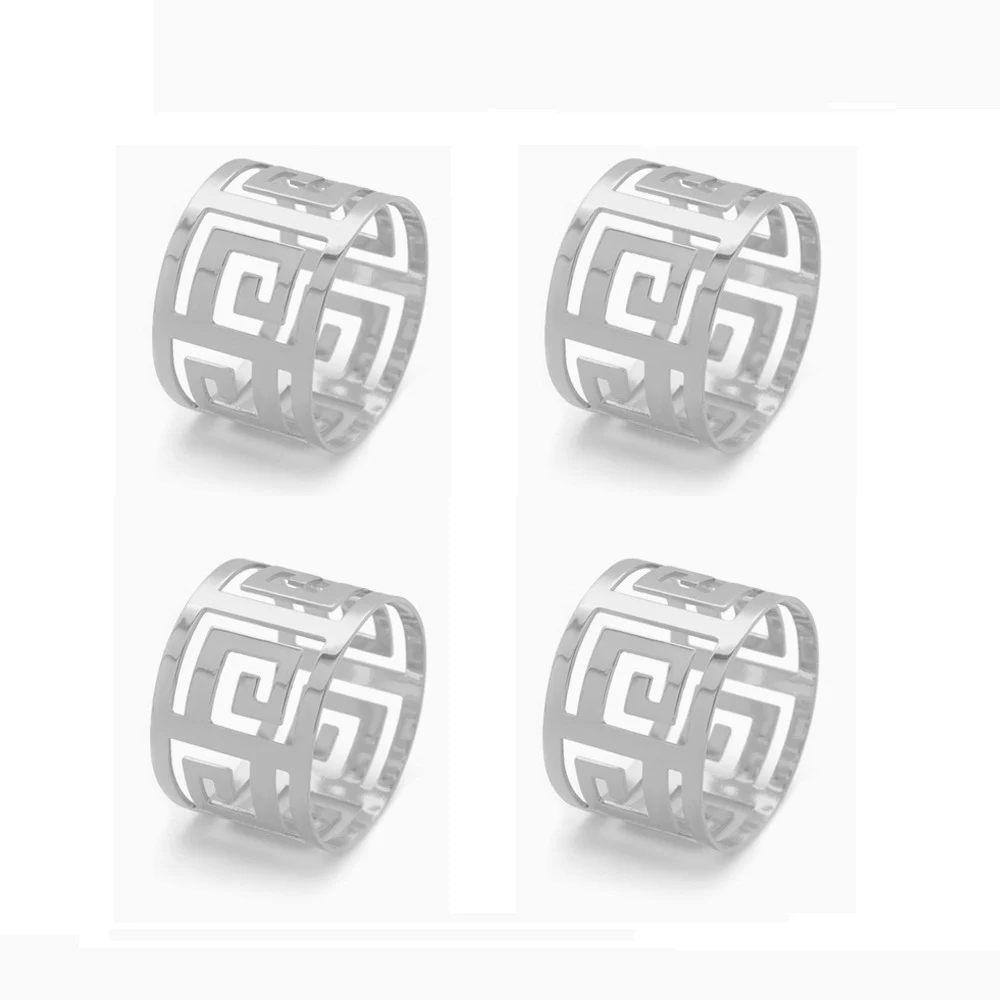 Silver 4pcs TAI Top 6 шт. кольцо для салфеток из металлического сплава кольца для салфеток для свадебной вечеринки банкета западное обеденное полотенце держатель для салфеток украшение стола - Цвет: Silver 4pcs