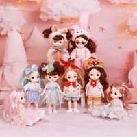 17cm bjd doll 13 joints movable 3d eyes princess fashion dress up doll clothes accessories set children girl toy birthday gift