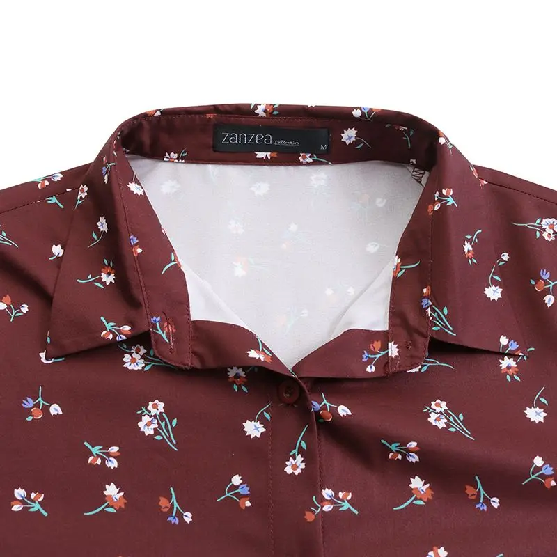 

Plus Size Tunic Women's Printed Shirts ZANZEA 2021 Stylish Floral Blouse Casual Long Sleeve Blusas Female Laple Button Down Tops
