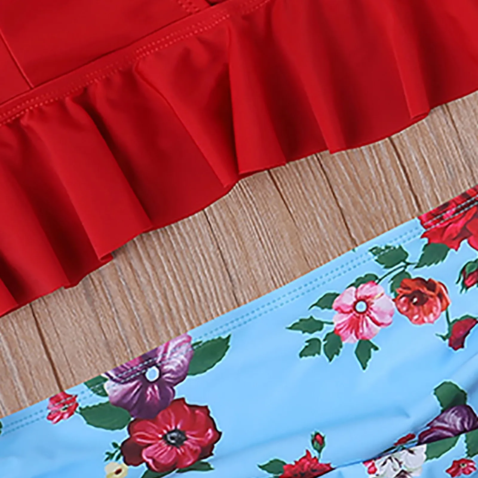 

Women's Sexy Ruffle High Waist Swimsuit Red Print Tankini Separate Swimsuit High Waist Swimsuit Summer Beach Brazilian Bikini