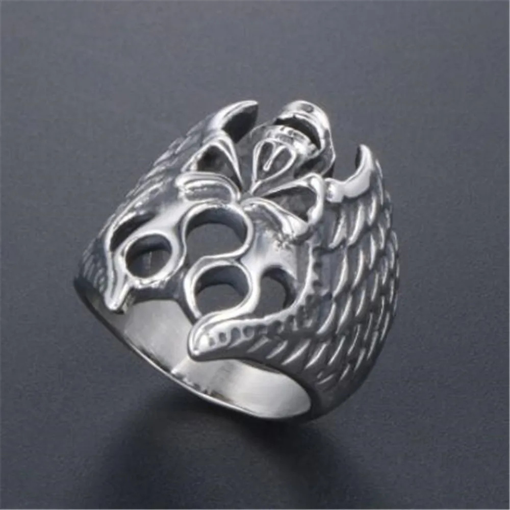 

New fashion classic titanium steel ring dark devil horror skull domineering men's ring trendy jewelry gift wholesale