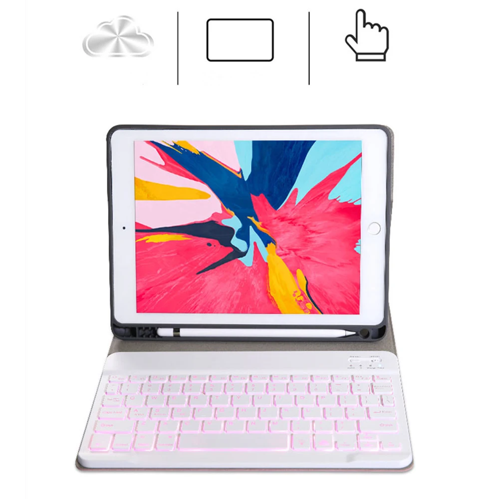 Для ipad 7th 10," американская Bluetooth клавиатура чехол для планшета 7 цветов с подсветкой кожаный чехол держатель ручки