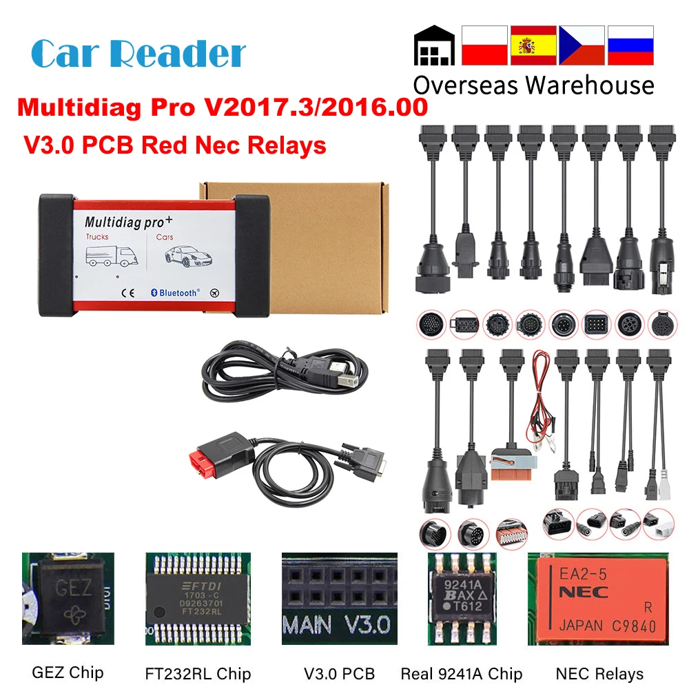 Multidiag pro V2017.3 V3.0 PCB NEC Реле для грузовика Scania OBD2 Bluetooth сканер инструмент 2016 00