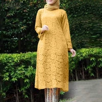 abaya tops lace patchwork double layer shirt women fashion muslim kaftan blouse casual retro long sleeve turkish shirts chemise