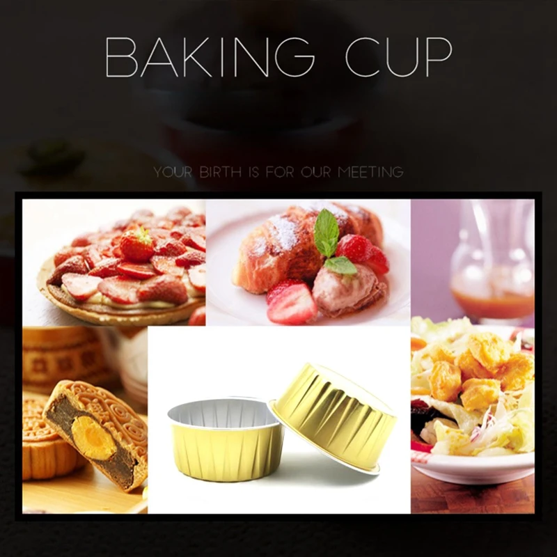 ABSS-100Pcs одноразовые чашки для выпечки из алюминиевой фольги Creme Brulee десерт