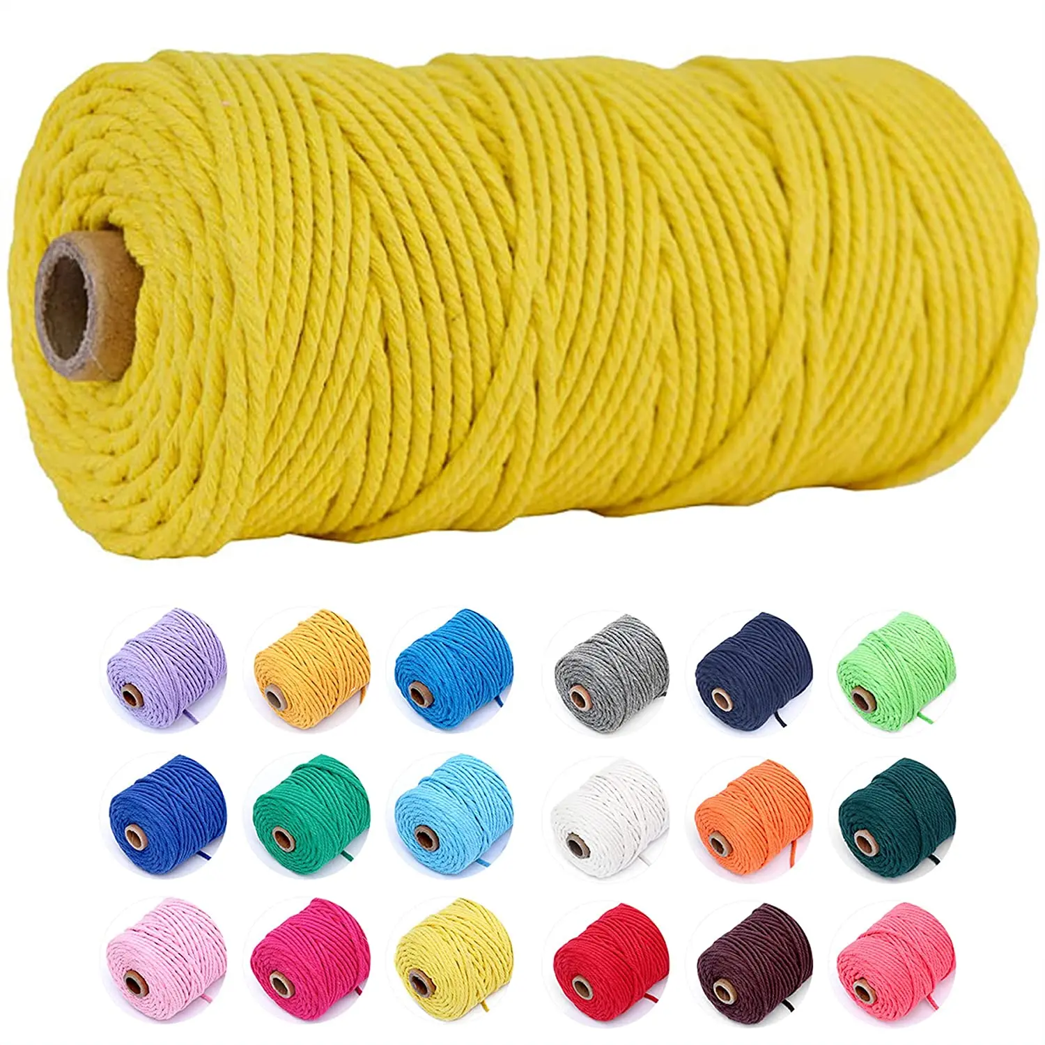 100 m/rotolo 3mm 100% corda di cotone macramè colorata corda di spago colorato corda di cotone corda artigianale per maglieria tessile per la casa
