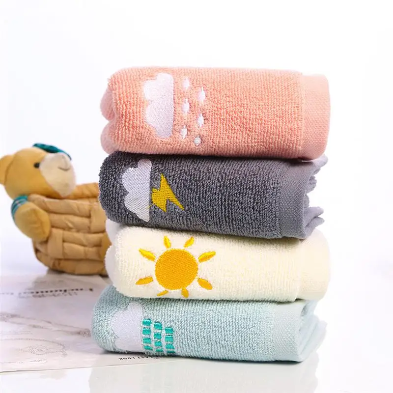 

3Pcs Embroidered Towels Pure Cotton Towels for Kids Adorable Children Towels