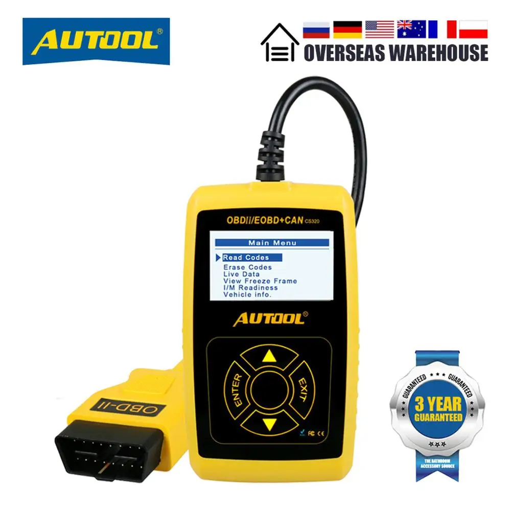 

Автомобильный сканер AUTOOL CS320, многофункциональный автомобильный диагностический сканер с поддержкой OBD2, со светодиодный ным дисплеем