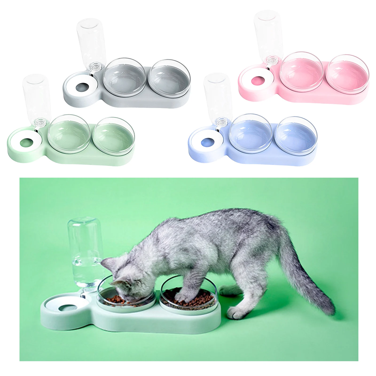 

Raised Pet Bowls, Pet Feeder Triple Bowl, Small Medium Dog Cat Feeding Water Food Bowls Holder Food Water Station