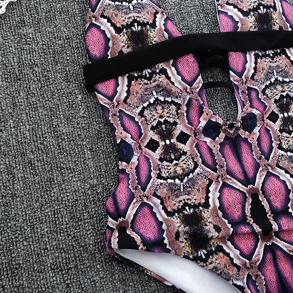 Женский слитный купальник без рукавов со змеиным принтом купальники для женщин