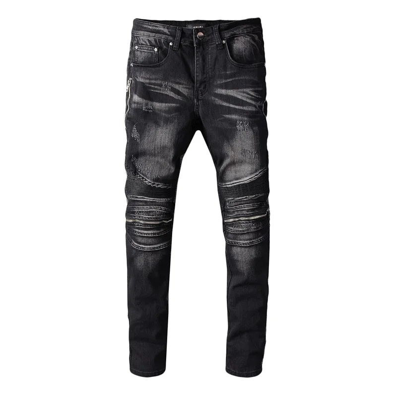 

Джинсы KIOVNO мужские Плиссированные, брюки из денима, на молнии, в стиле панк, байкерские, с эффектом потертости, размеры 28-40