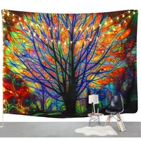 colorful tree wall hanging tapestry backdrop decor landscape blanket home living room office art wall ornament supplies