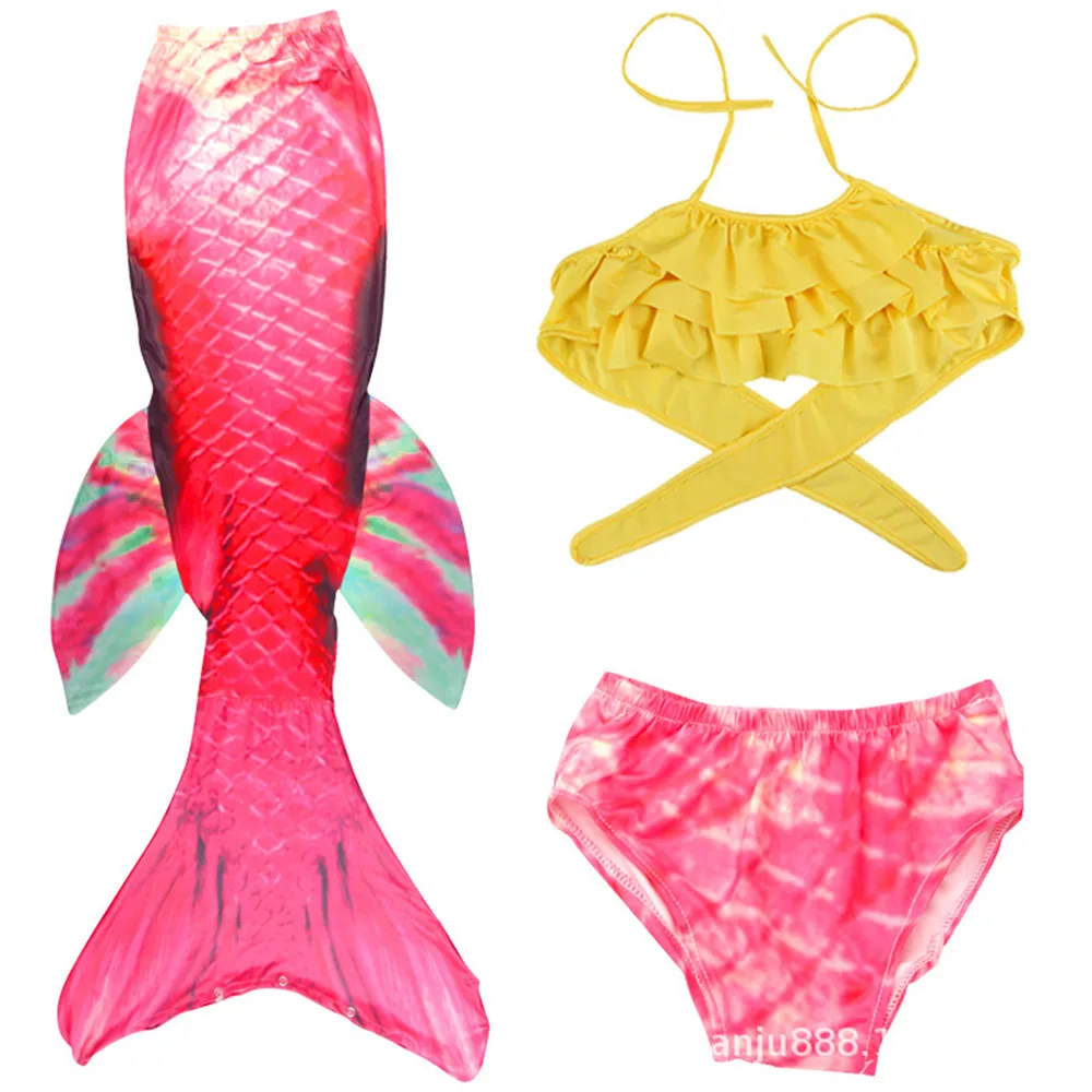 Купальный костюм для девочек с рисунком рыбы 3D хвост русалки купальник и бикини