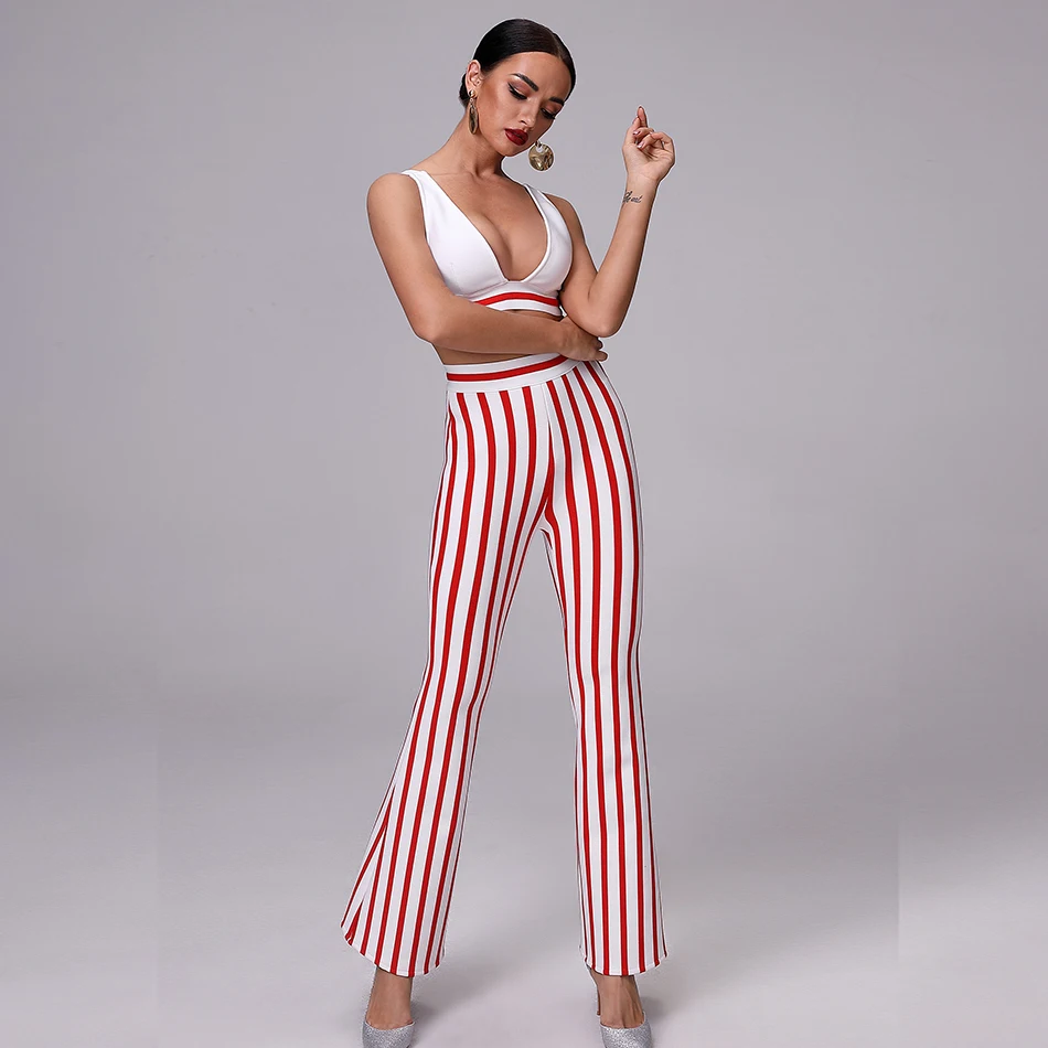 Новинка лета 2021 Женский Топ в полоску и штаны с высокой талией вечернее платье из