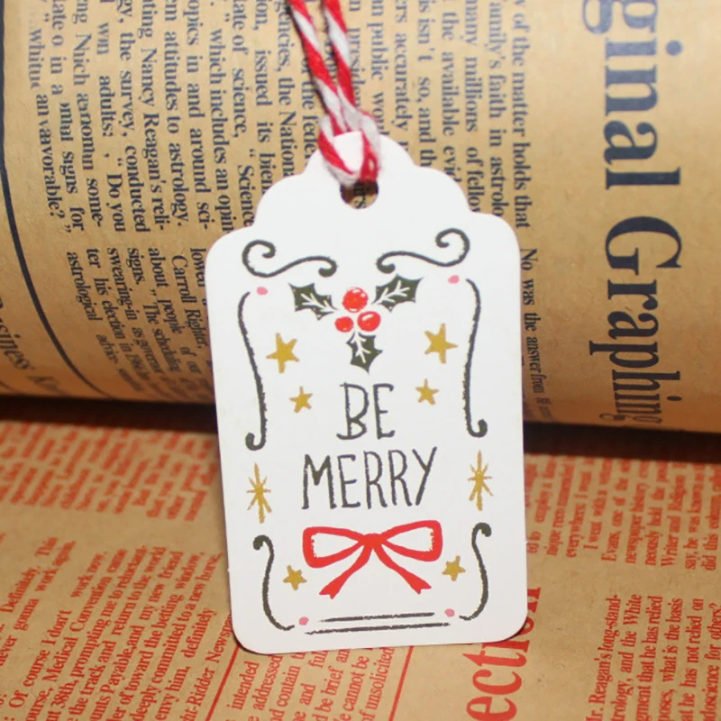 50 шт. многоцветные рождественские бумажные бирки для рождественской вечеринки